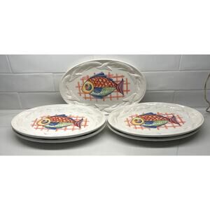 Vintage Stovit Made in Italy Porcelain Fish Platters set of 5